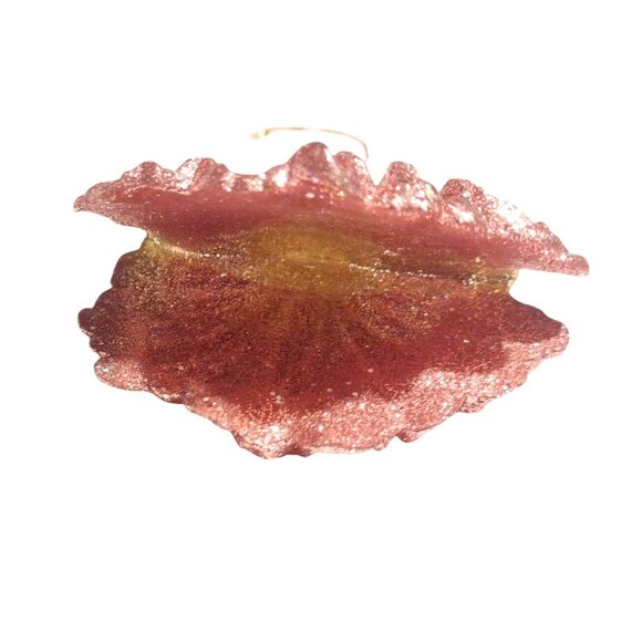 Vintage Gold & Pink Glitter Resin Dress Ornament With Gold Brass Hanger 5.5" - Picture 6 of 7